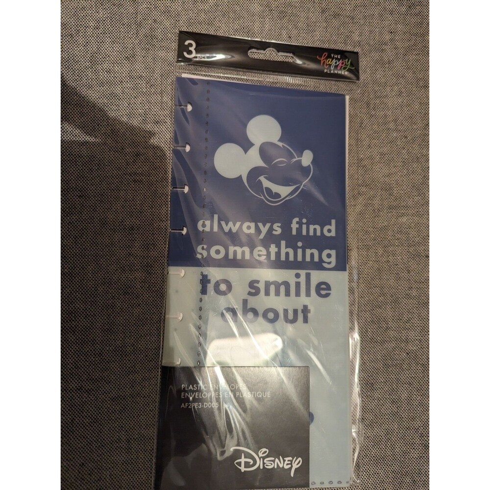 Happy Planner Disney Mickey & Minnie Mouse Plastic Envelopes 3 pcs New